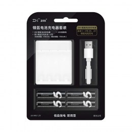 Зарядное устройство для пальчиковых аккумуляторов Xiaomi (Mi) ZMI (PB411) в комплекте с аккумуляторами AA 1800mAh (4 шт)
